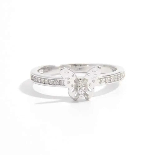 925 Sterling Silver Inlaid Zircon Butterfly Ring