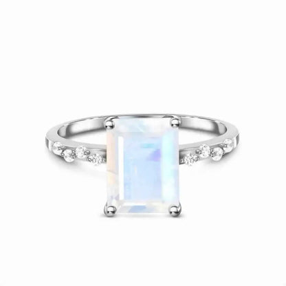 925 Sterling Silver Zircon Rectangle Ring