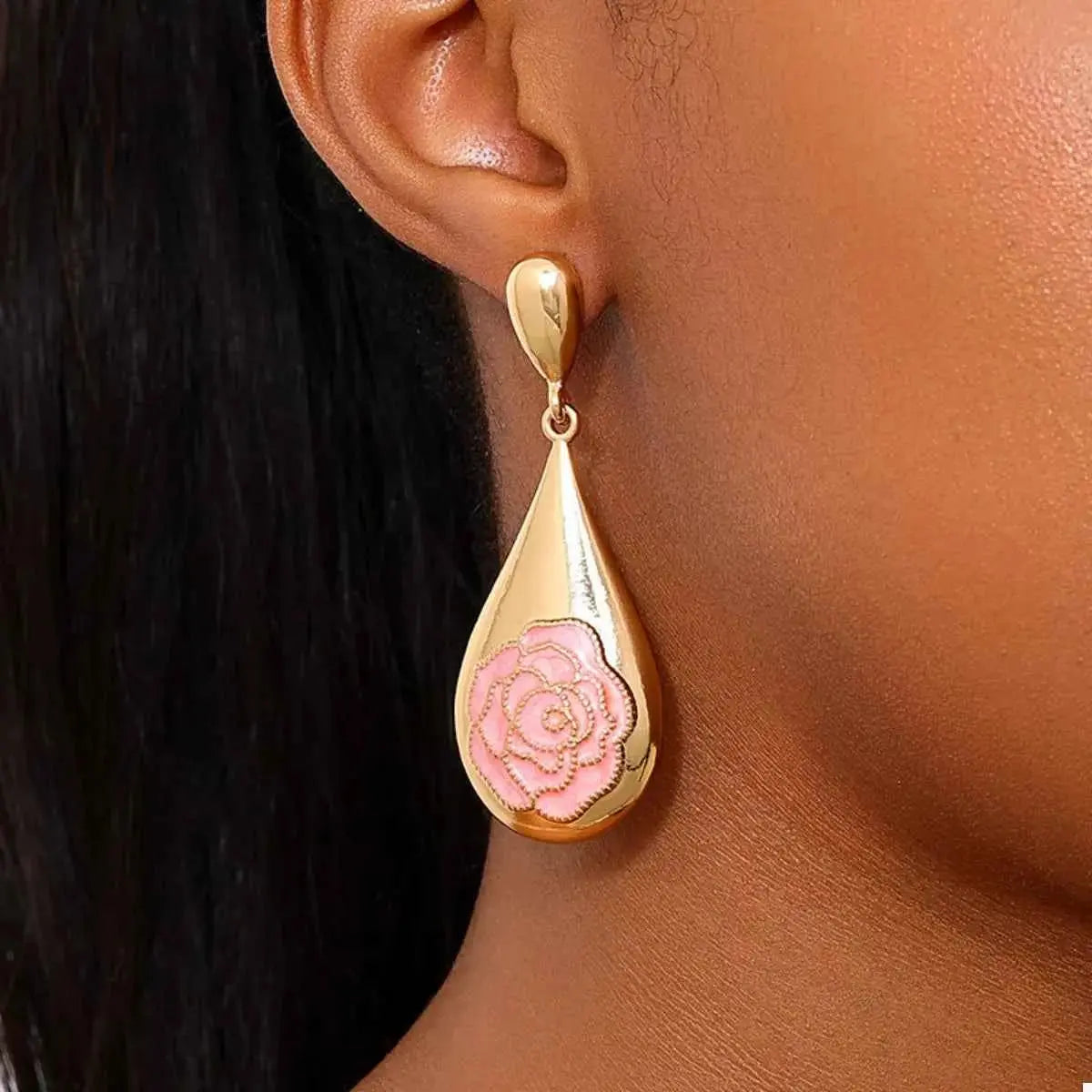 18K Gold-Plated Flower Teardrop Earrings