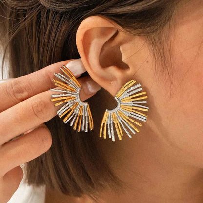 Stainless Steel Fan-Shaped Earrings