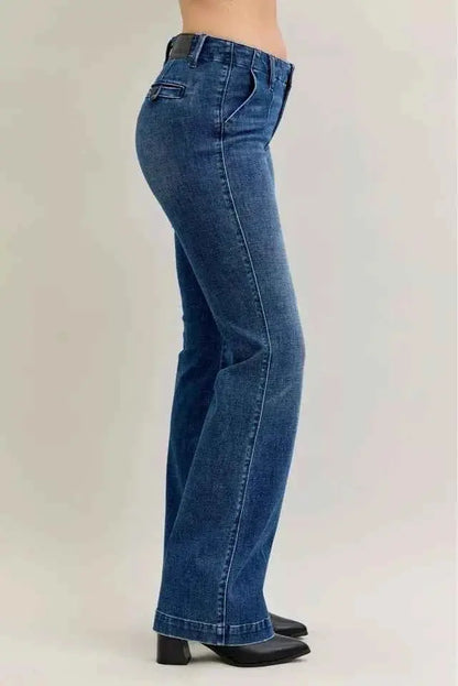 Judy Blue Full Size Mid Rise Bootcut Jeans with Welt Pockets Plus Size
