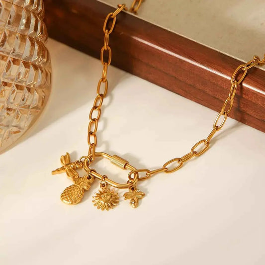 18K Gold-Plated Lock Chain Necklace