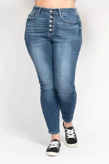Judy Blue Full Size High Rise Button Fly Skinny Jeans Plus Size