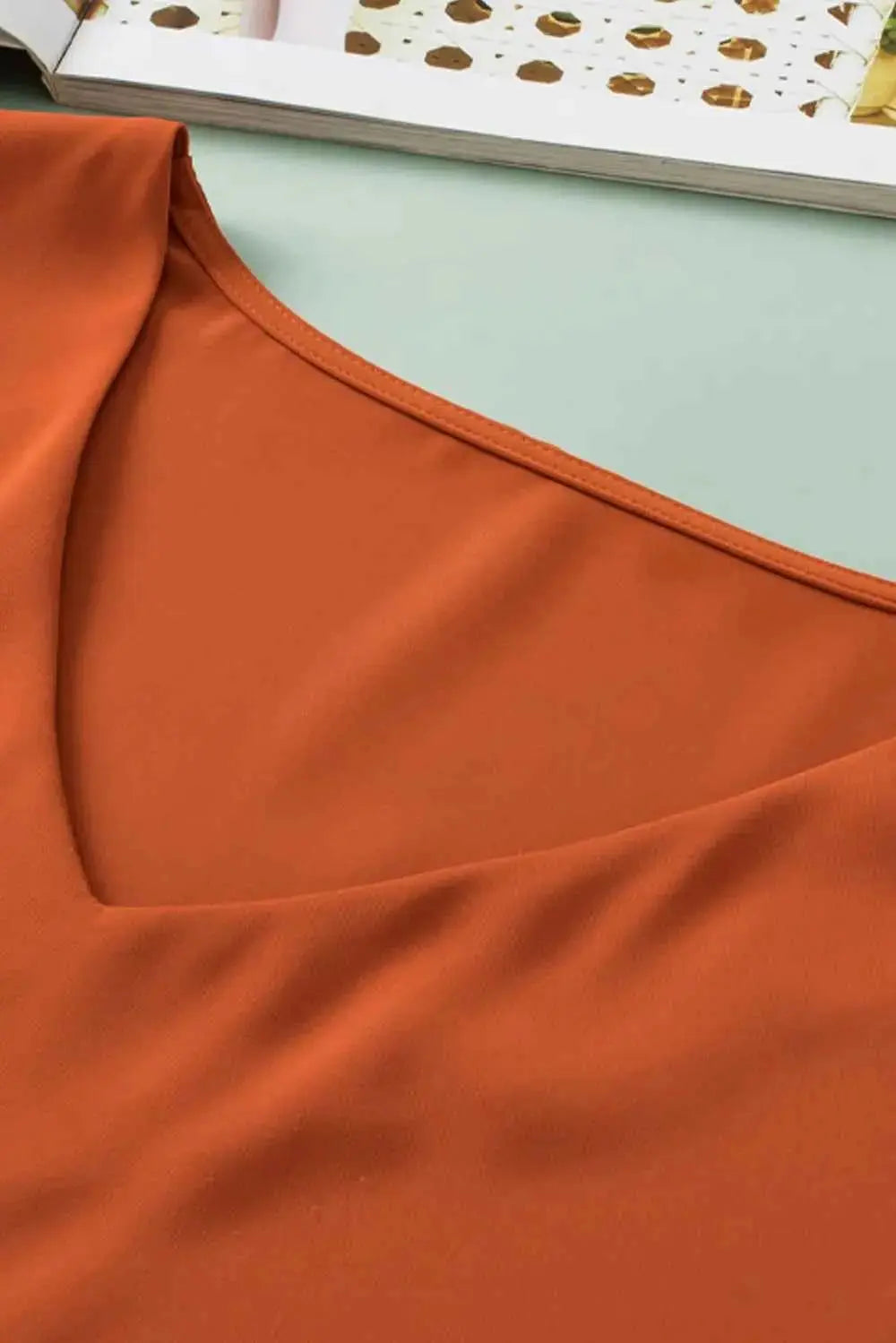 Plus Size V-Neck Petal Sleeve Blouse