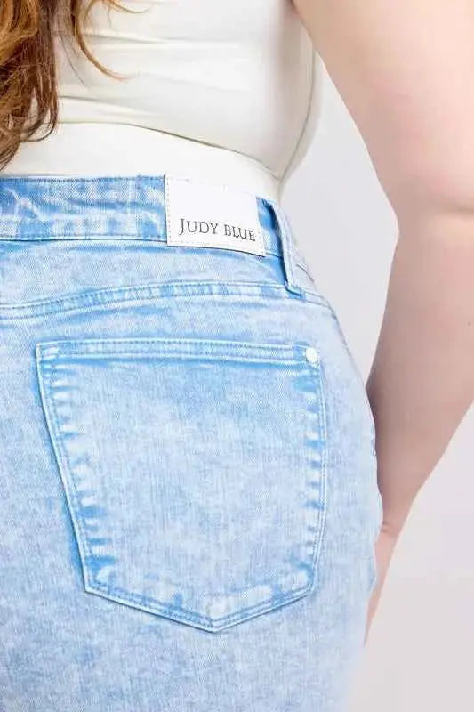 Judy Blue Plus Size Mid Rise Garment Dyed Denim Shorts