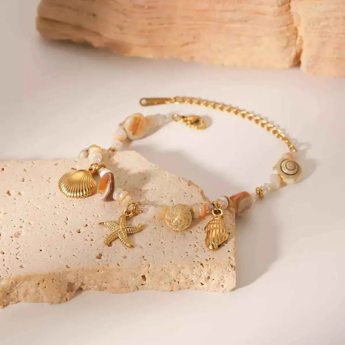 18K Gold-Plated Shell Charm Bracelet