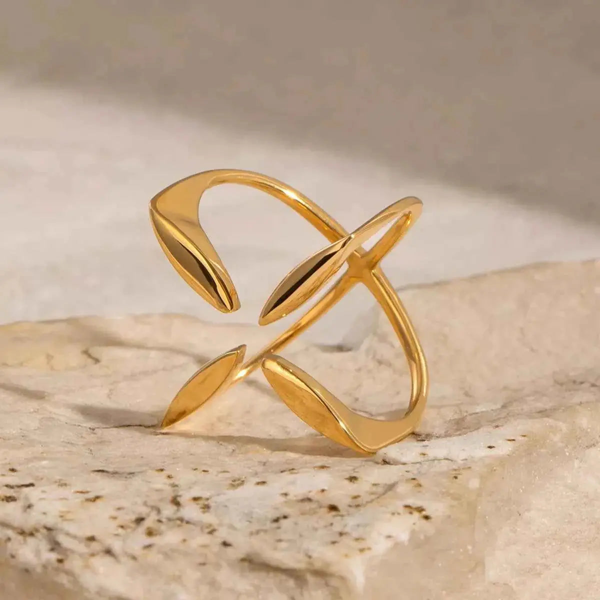 Stainless Steel Crisscross Open Ring