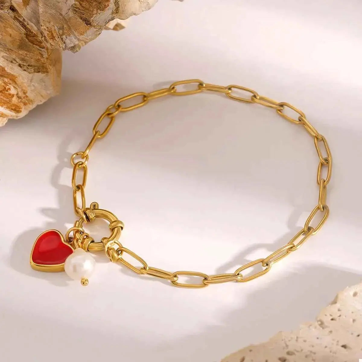 18K Gold-Plated Heart Charm Bracelet