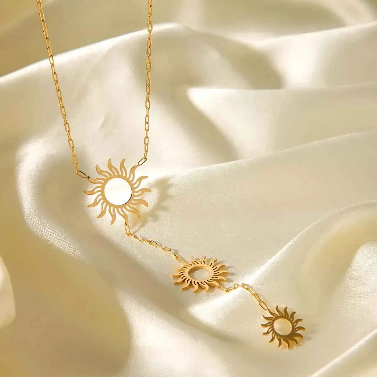 18K Gold-Plated Sun Pendant Necklace