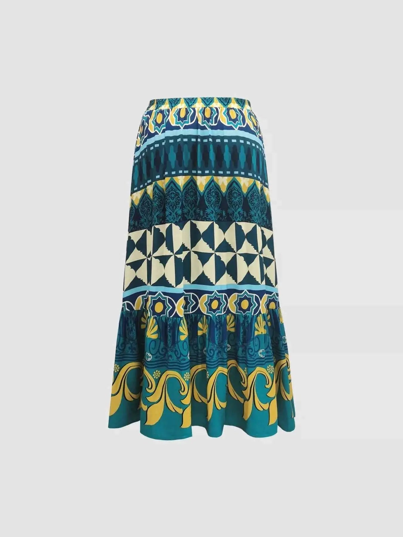 Plus Size Printed Maxi Skirt
