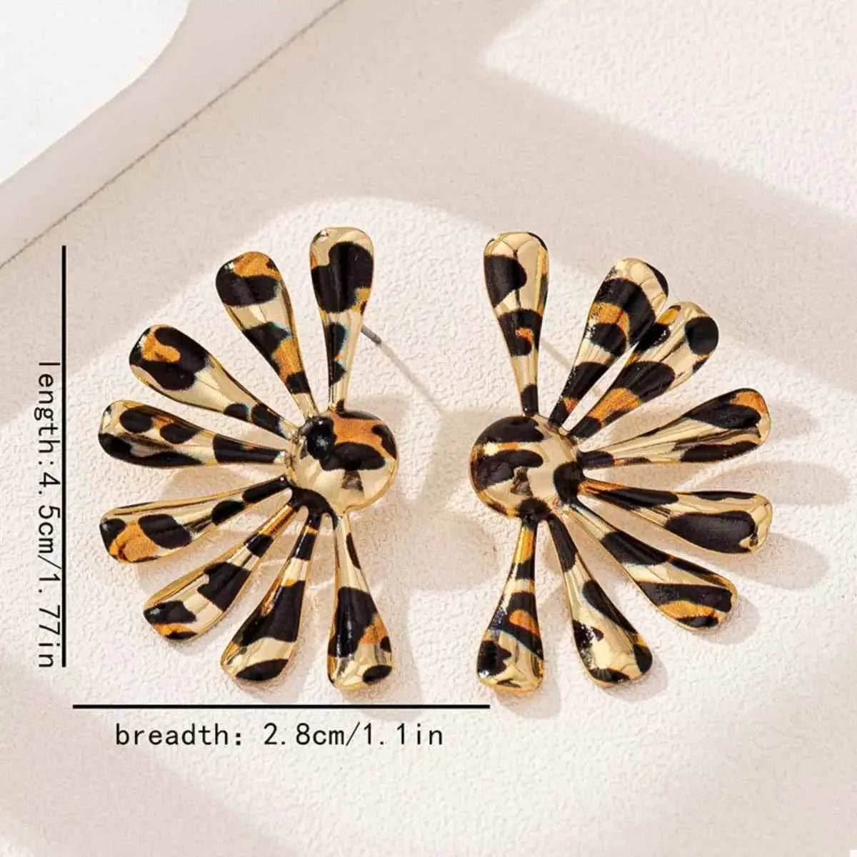 Leopard Print Fan-Shaped Earrings