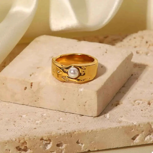 18K Gold-Plated Pearl Ring