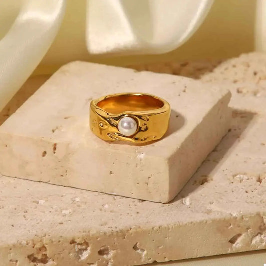 18K Gold-Plated Pearl Ring