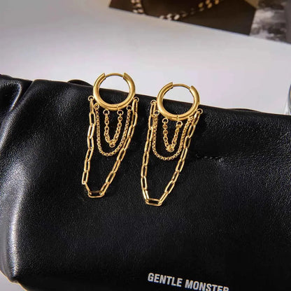 18K Gold-Plated Chain Hoop Earrings