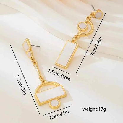 Geometric Gold Chain Drop Earrings