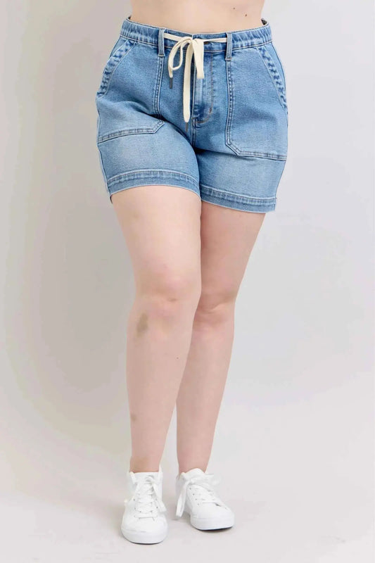 Judy Blue Plus Size High Waist Vintage Wash Denim Shorts