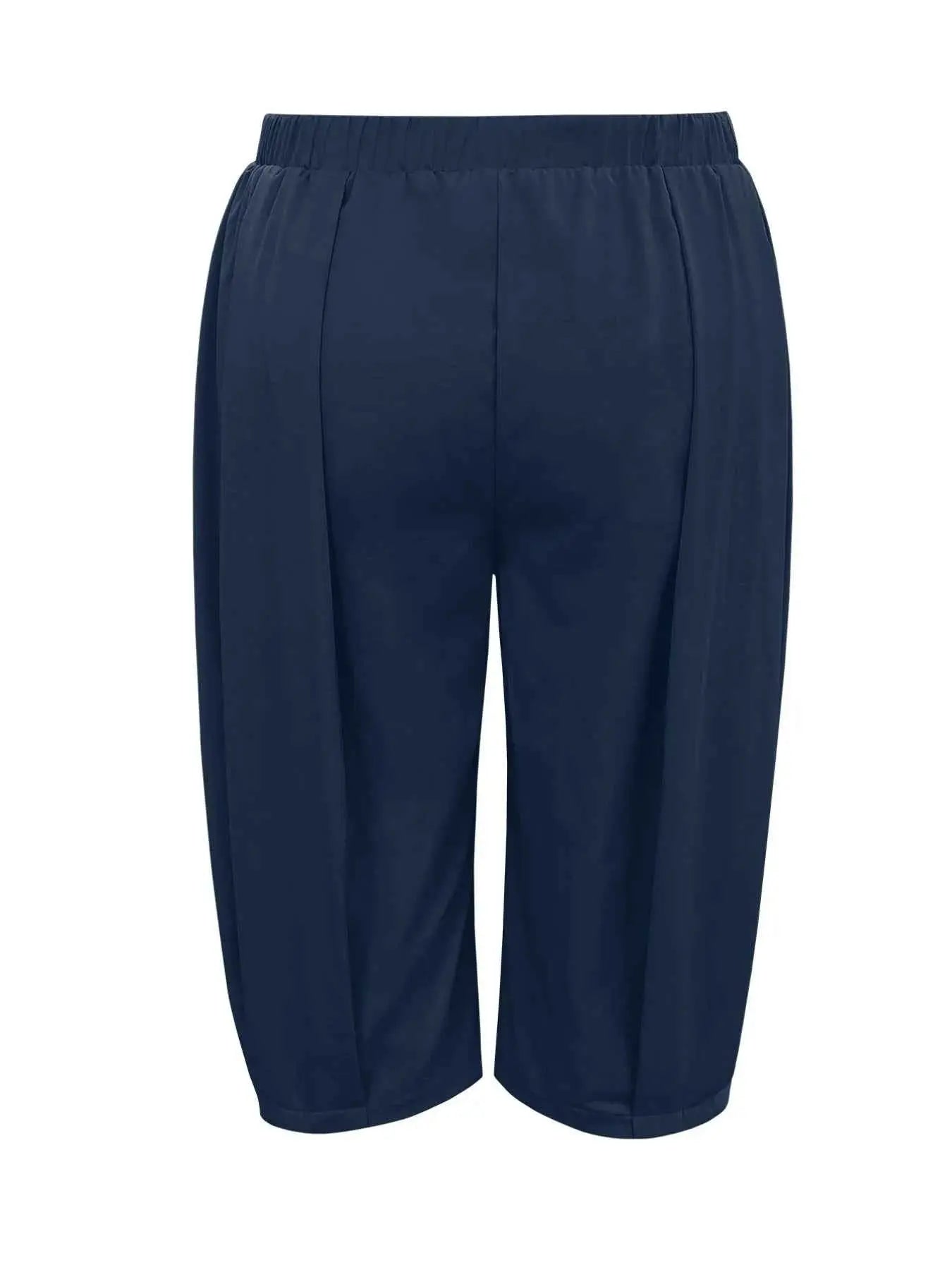 Plus Size Wide Leg Pleated Detail Cropped Pants
