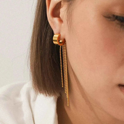 18K Gold-Plated Tassel Chain Earrings