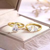 2 Piece 1.75 Carat Moissanite 925 Sterling Silver Teardrop Ring