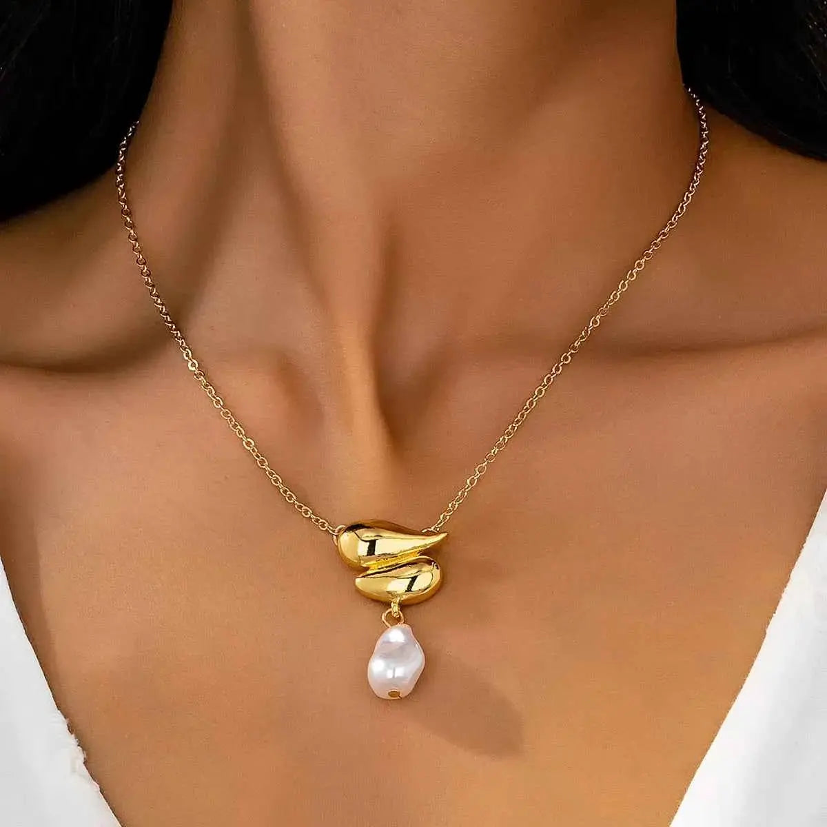 Synthetic Pearl 18K Gold-Plated Alloy Necklace
