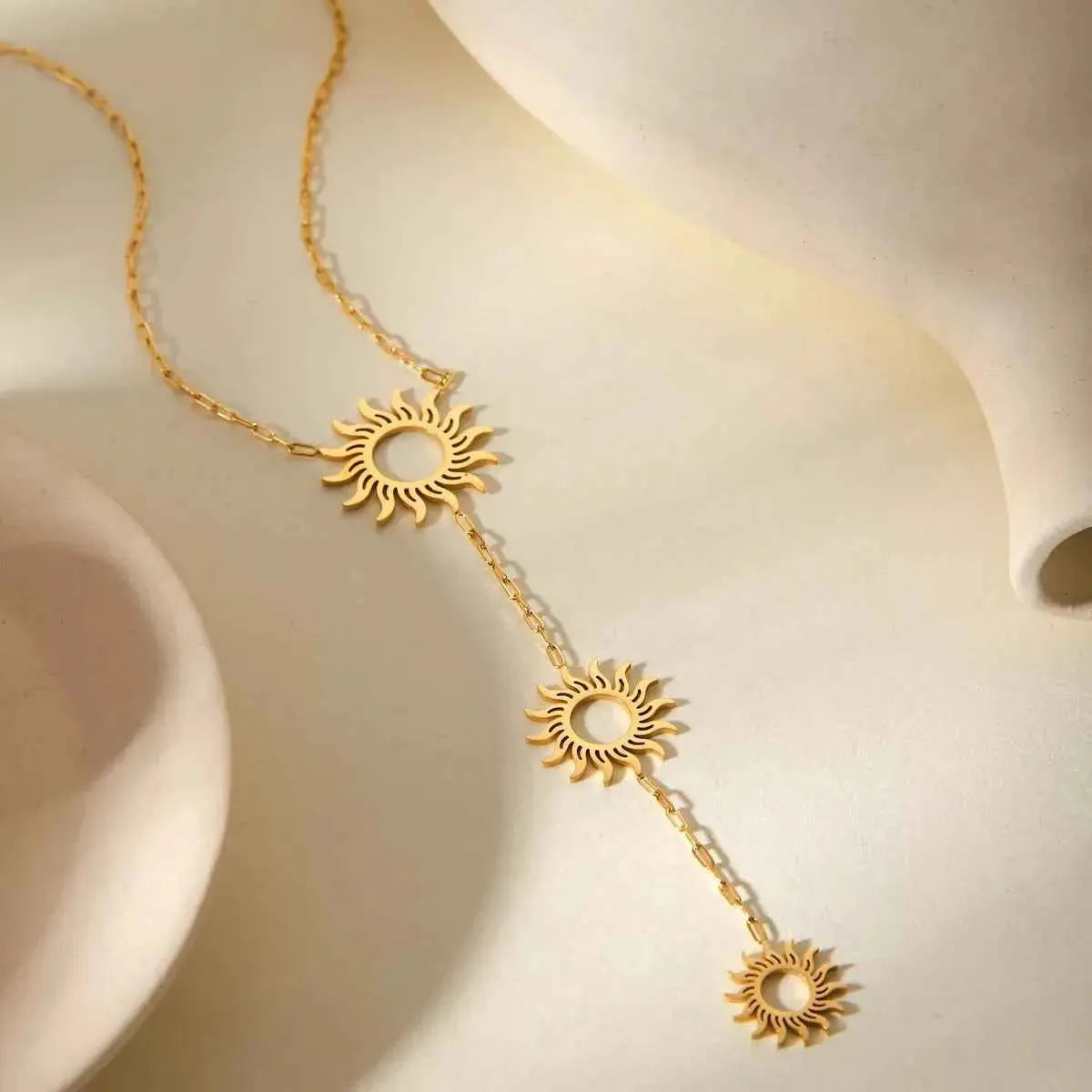 18K Gold-Plated Sun Pendant Necklace