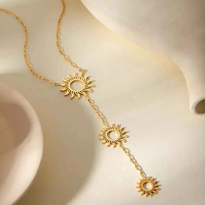 18K Gold-Plated Sun Pendant Necklace