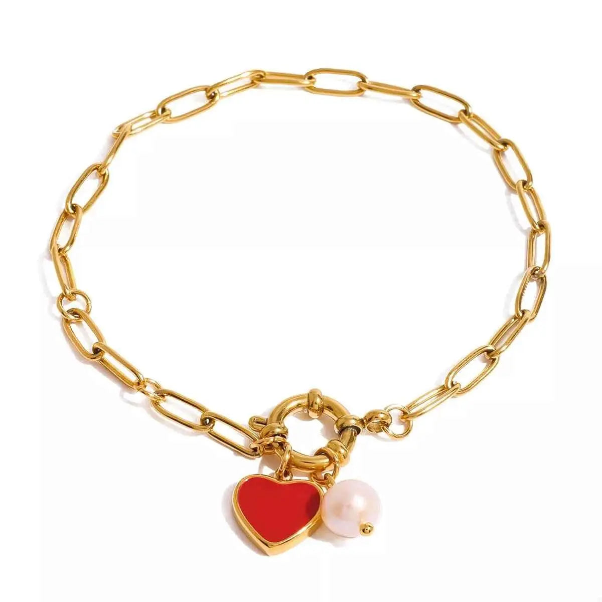 18K Gold-Plated Heart Charm Bracelet