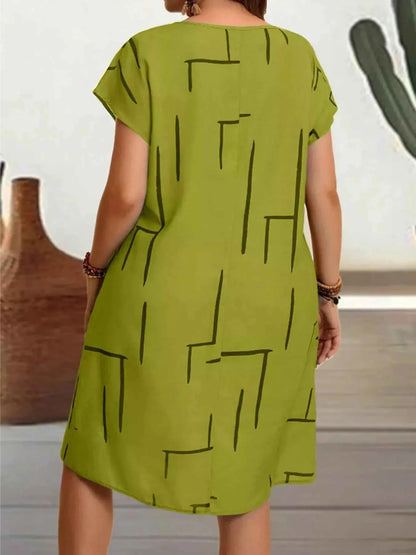 Plus Size Round Neck Short Sleeve Dress