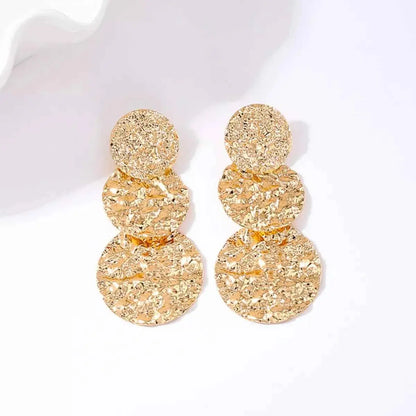 18K Gold-Plated Round Layered Textured Earrings