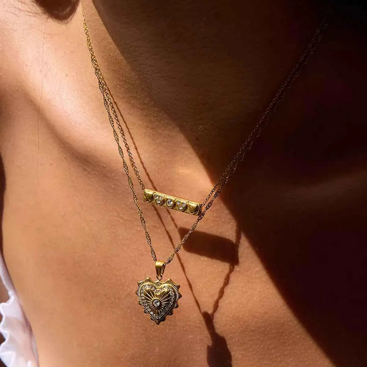 18K Gold-Plated Zircon Pendant Necklace