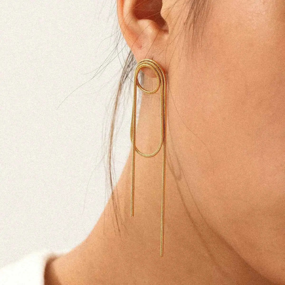 18K Gold-Plated Hoop Chain Earrings