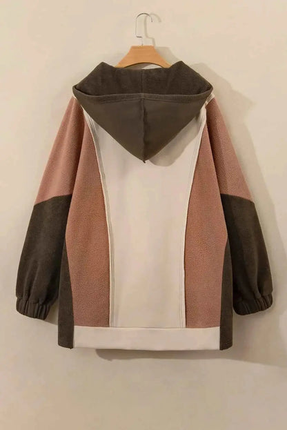 Plus Size Color Block Long Sleeve Hoodie