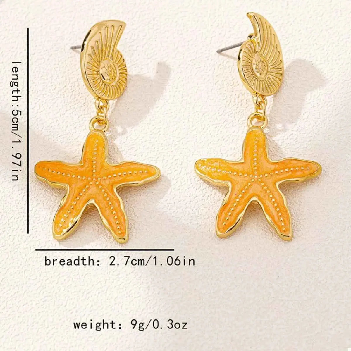 Ocean Shell Starfish Drop Earrings