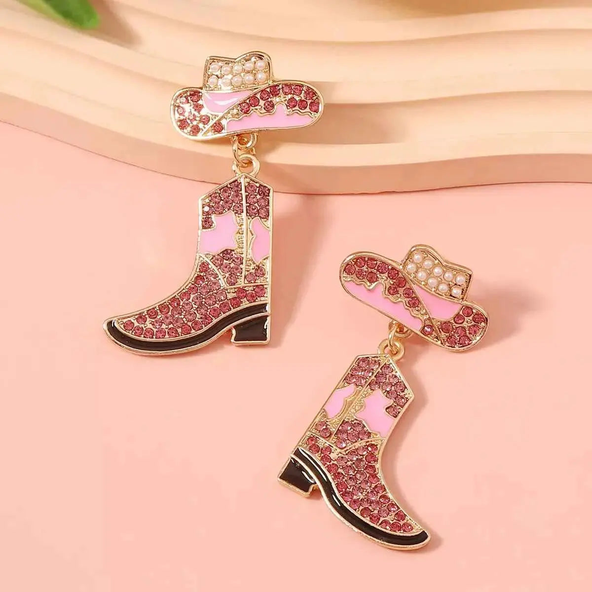 Rhinestone Boot Dangle Earrings
