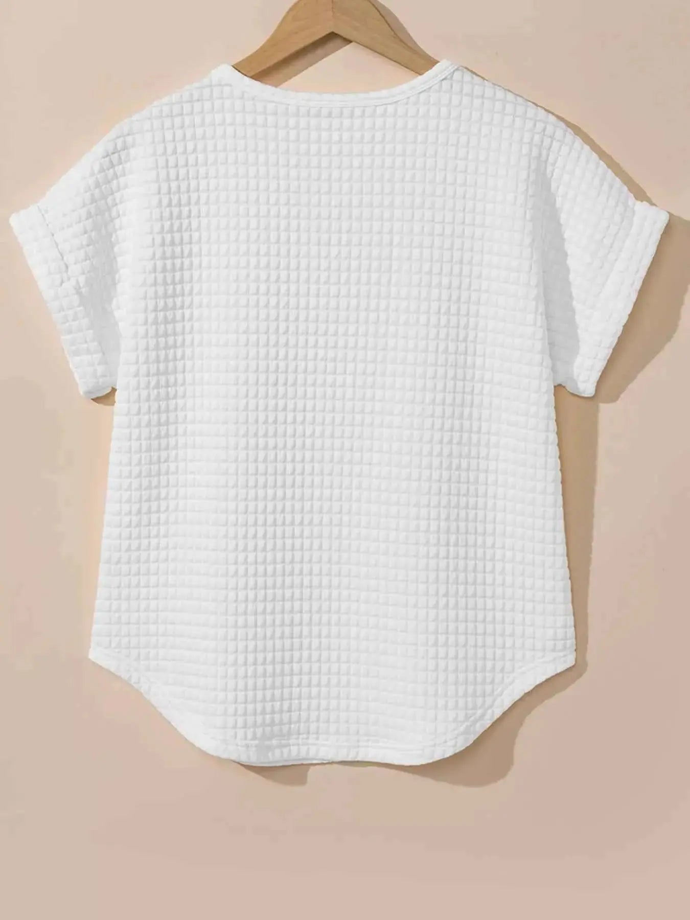 Plus Size Textured Round Neck Short Sleeve Top