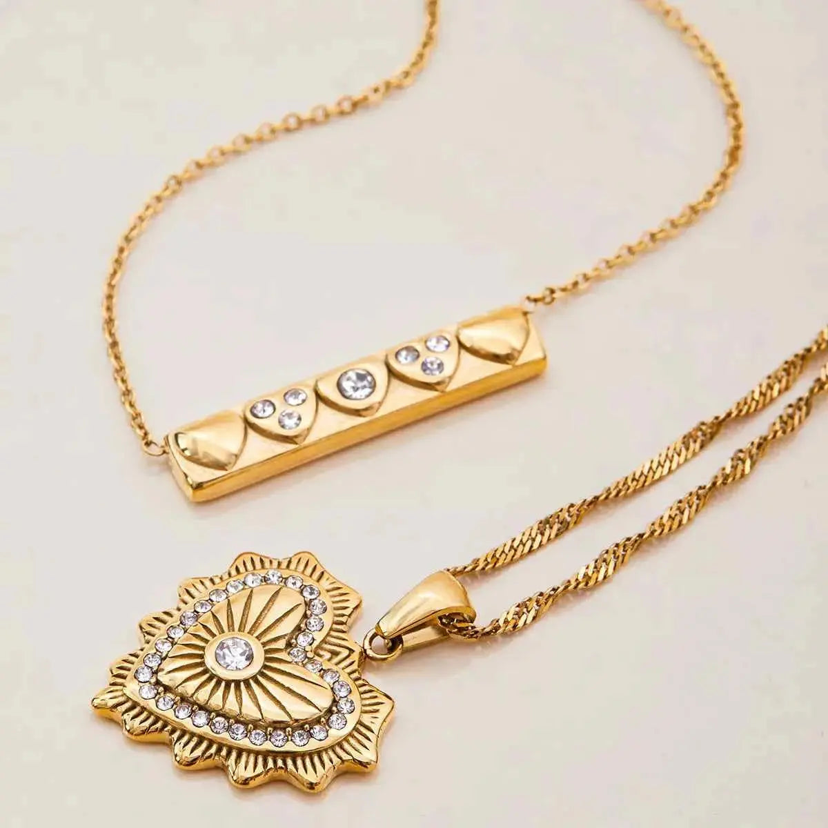 18K Gold-Plated Zircon Pendant Necklace