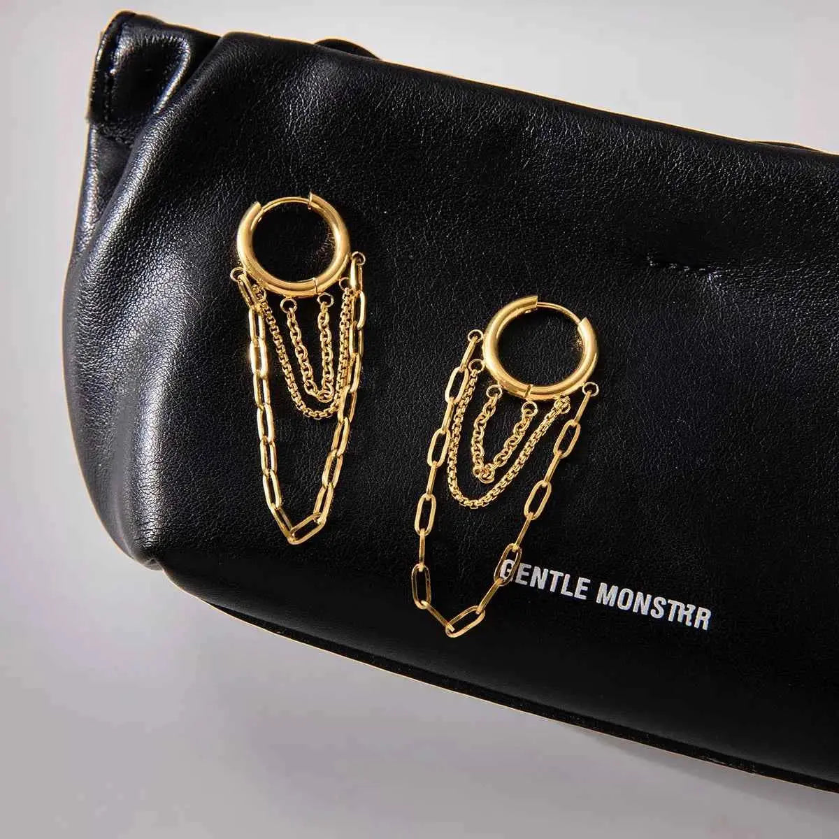 18K Gold-Plated Chain Hoop Earrings