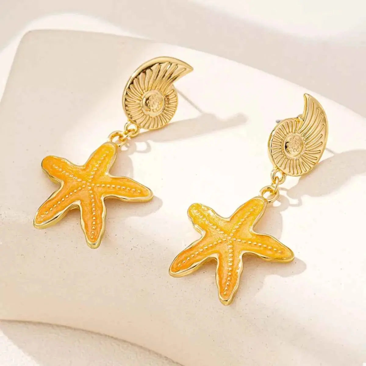 Ocean Shell Starfish Drop Earrings