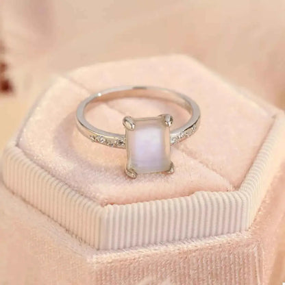 925 Sterling Silver Zircon Rectangle Ring