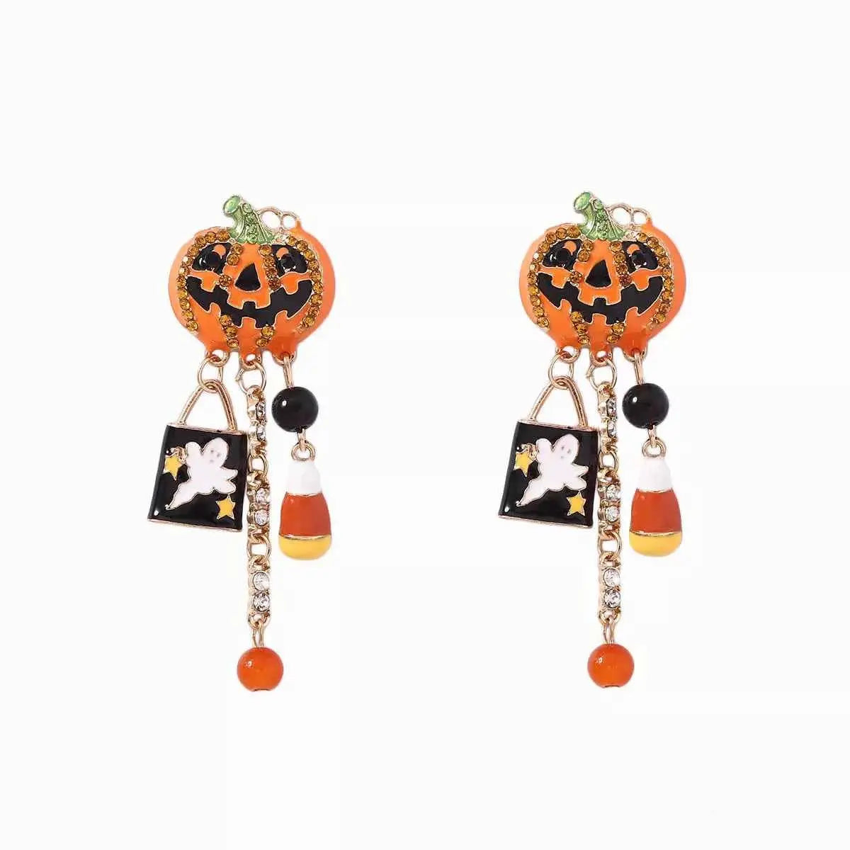 Halloween Pumpkin Ghost Dangle Earrings