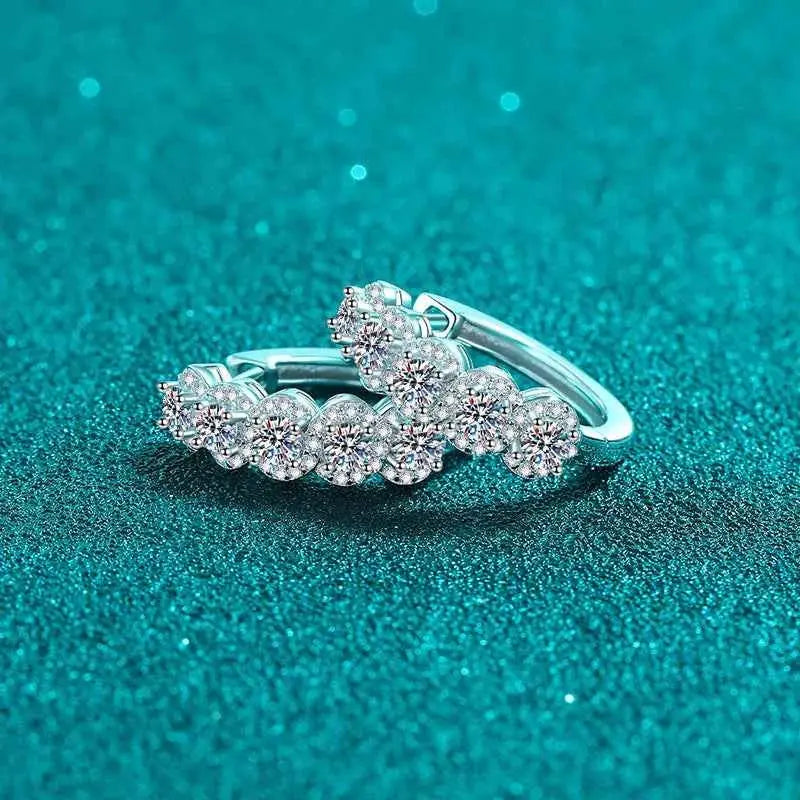 1 Carat Moissanite Zircon 925 Sterling Silver Huggie Earrings