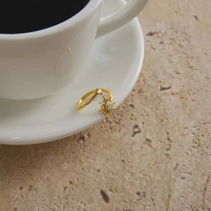 18K Gold-Plated Zircon Sun Bypass Ring