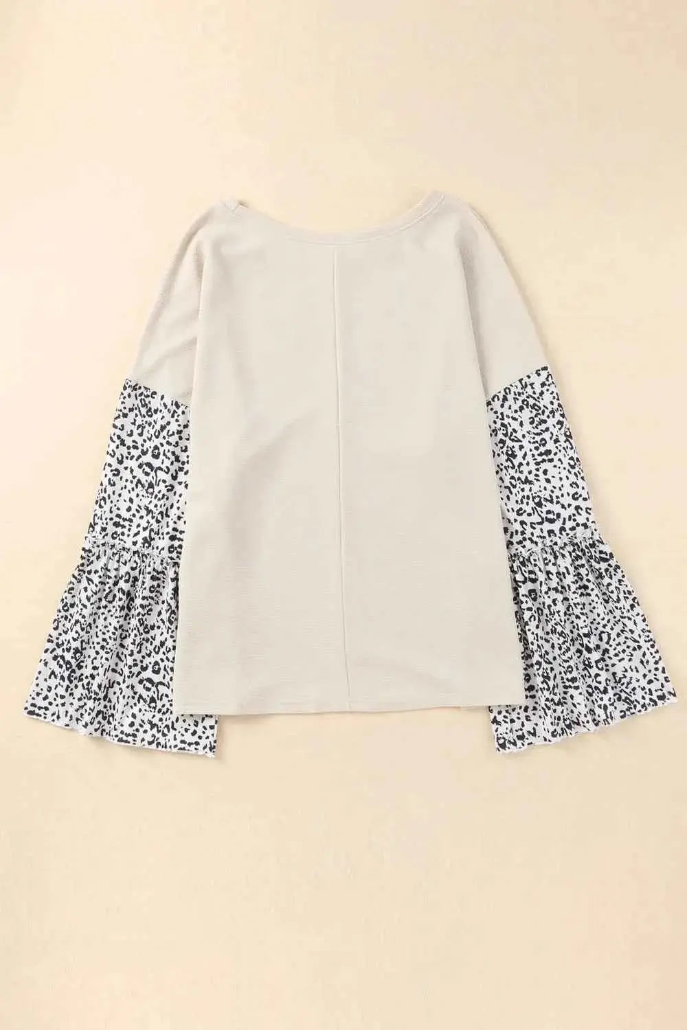 Plus Size Leopard Round Neck Long Sleeve Top