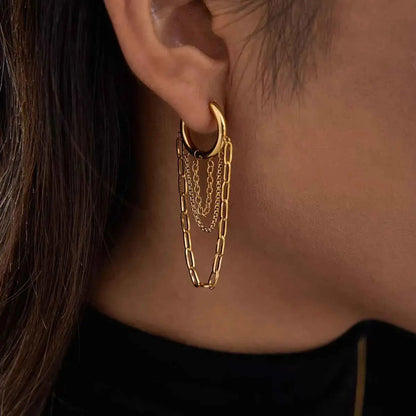 18K Gold-Plated Chain Hoop Earrings