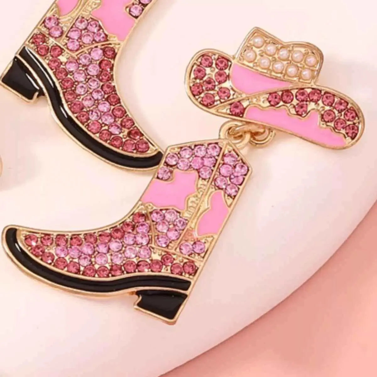 Rhinestone Boot Dangle Earrings
