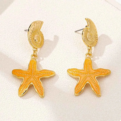 Ocean Shell Starfish Drop Earrings