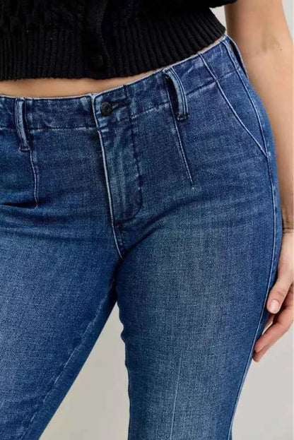 Judy Blue Full Size Mid Rise Bootcut Jeans with Welt Pockets Plus Size