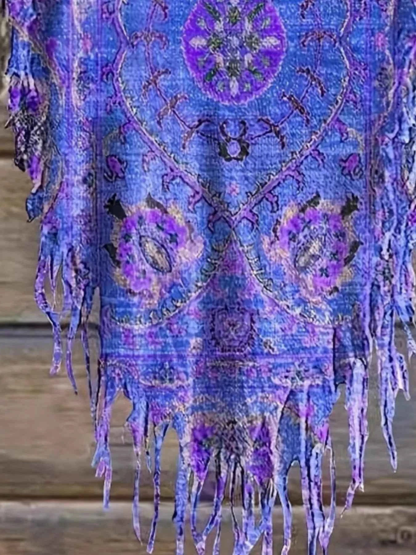 Plus Size Fringe Round Neck Cover Up
