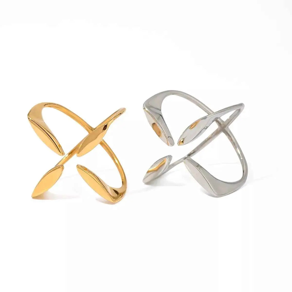 Stainless Steel Crisscross Open Ring