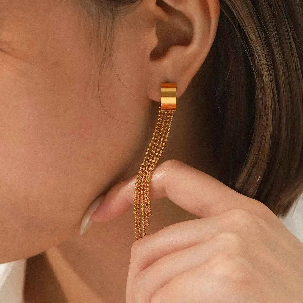 18K Gold-Plated Tassel Chain Earrings